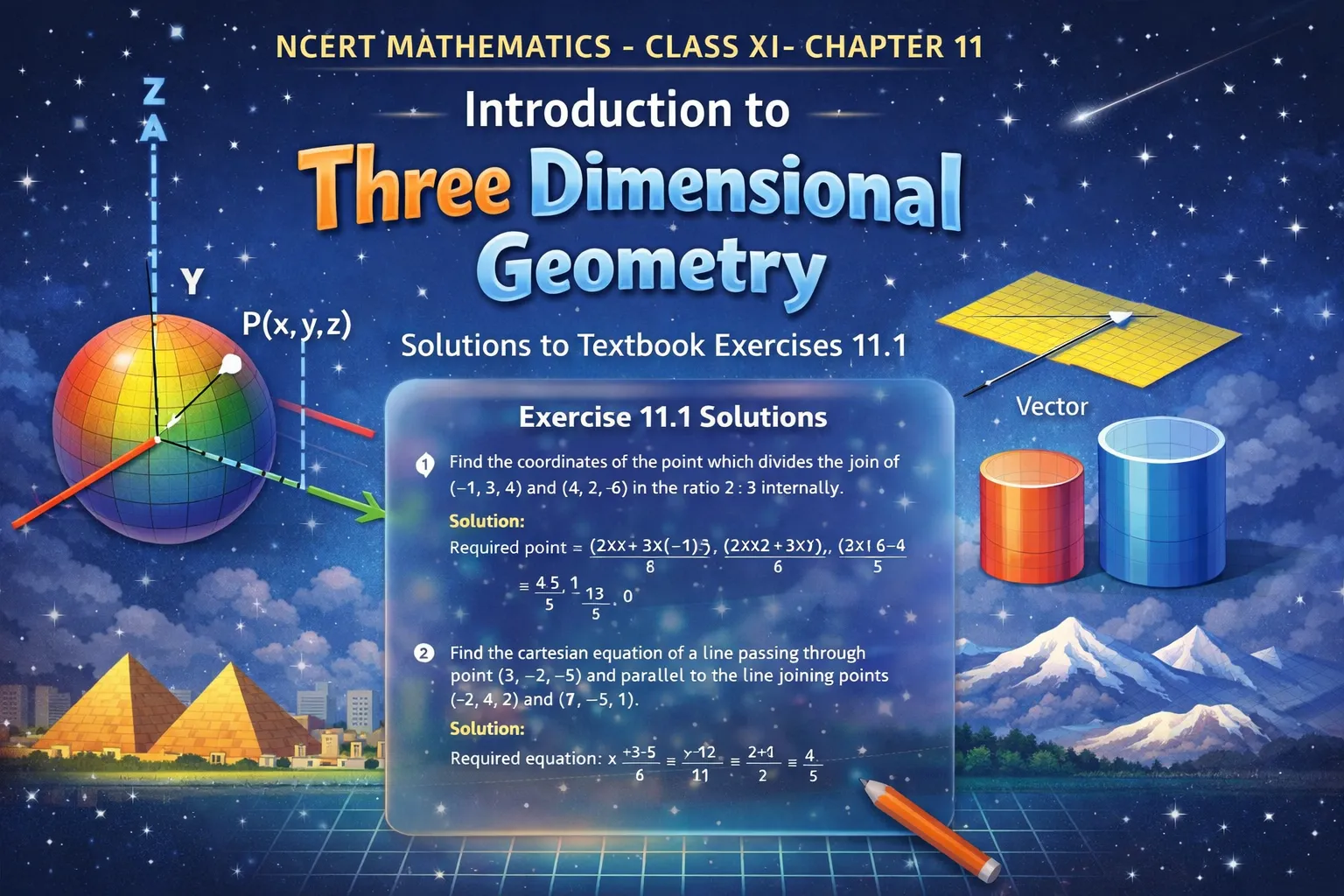Math Three D Class 11 Maths Chapter 11 Ex 11.1 Solutions | 3D Geometry NCERT