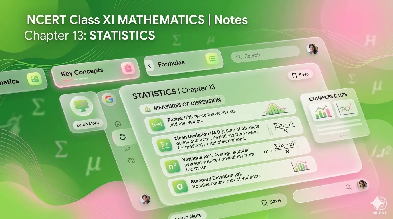 NCERT Class 11 Statistics Notes Chapter 13 – Key Concepts, Formulas ...