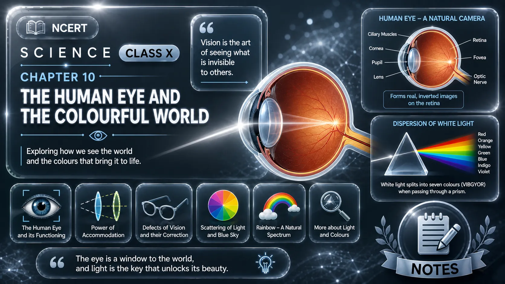 Class 10 Human Eye Notes Made Easy: Vision, Defects & Scattering